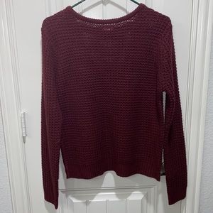 Ambiance Apparel maroon sweater with open back. Size large.